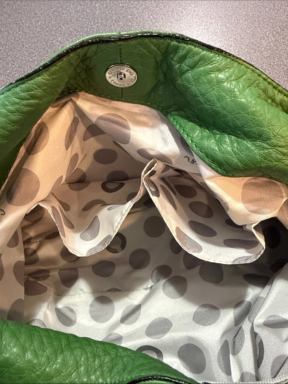 Coach Green Pebbled Leather Shoulder Hobo with matching wallet